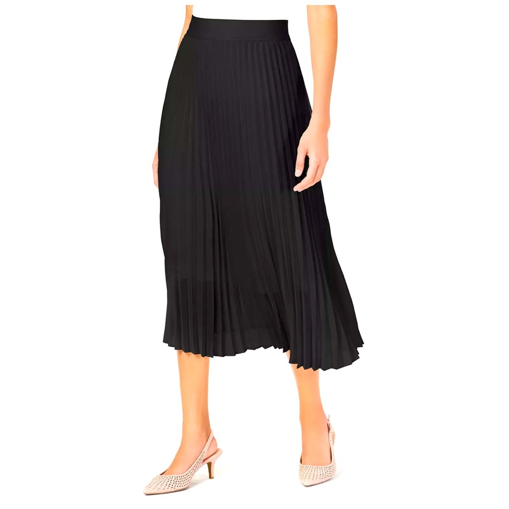 EUC Alfani Fully Pleated and Lined Black Midi Skirt - Size 6